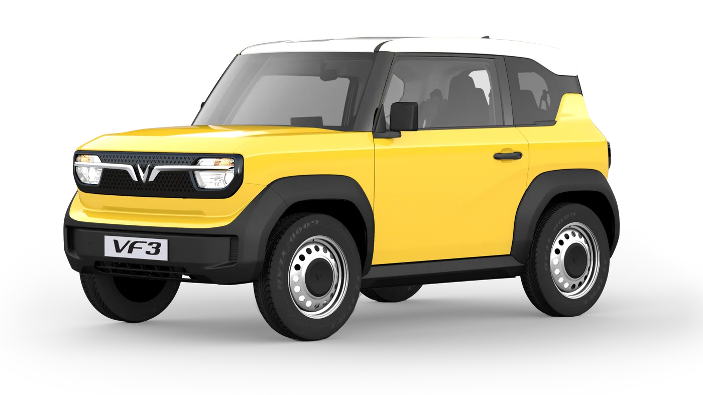 VinFast VF 3 màu Summer Yellow – nóc Infinity Blanc